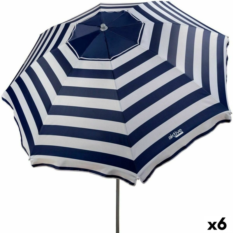 Parasol Aktive Bleu/Blanc 220 x 209 x 220 cm Acier Tissu Oxford (6 Unités)