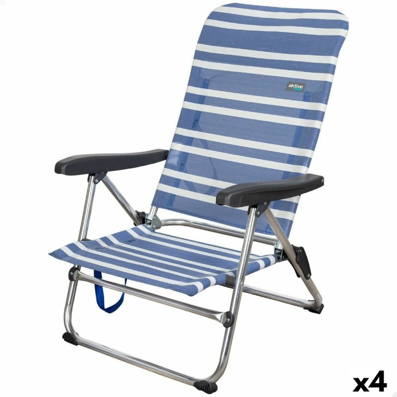 Chaise Pliante Aktive Mykonos A rayures 47 x 85 x 50 cm (4 Unités)