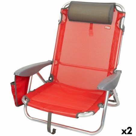 Chaise Pliante avec Repose-Tête Aktive Menorca Rouge 51 x 76 x 45 cm (2 Unités)