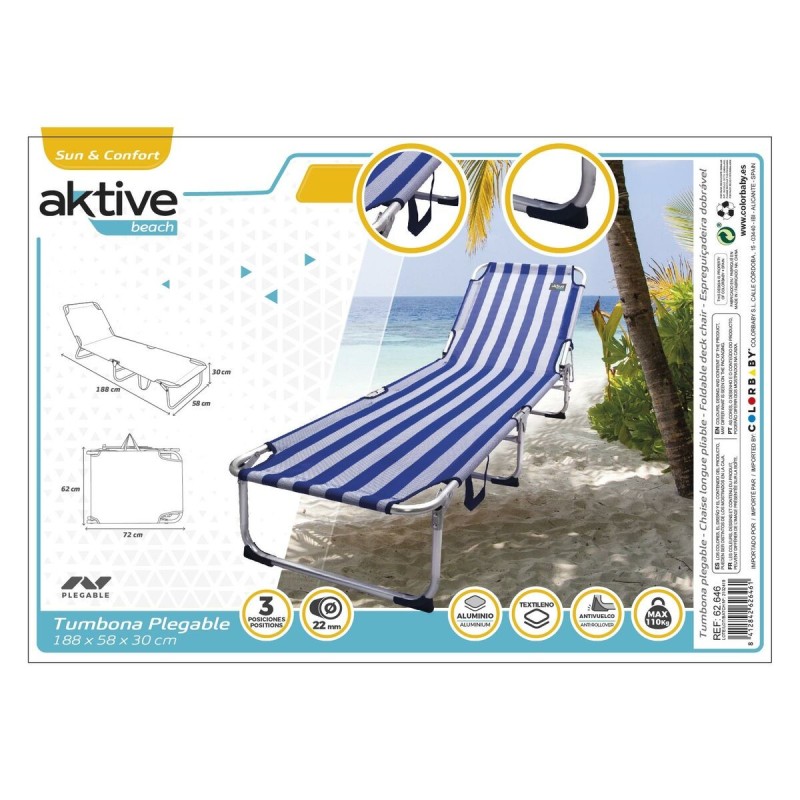 Chaise de plage Aktive 188 x 30 x 58 cm