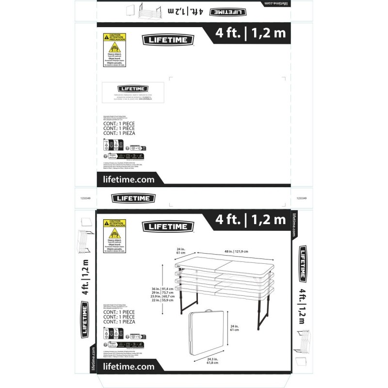 Table Piable Lifetime Blanc 122 x 91,5 x 61 cm Acier HDPE