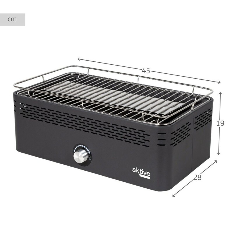 Barbecue Charbon de Bois sans Fumée Portable Aktive Acier inoxydable Fer 45 x 19 x 28 cm