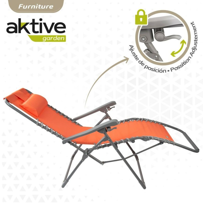 Chaise longue Aktive Textilène Orange 160 x 76 x 52 cm