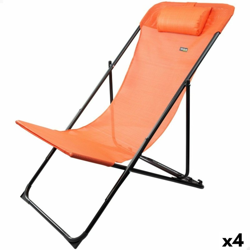 Chaise longue inclinable Aktive Orange 53 x 87 x 78 cm (4 Unités)