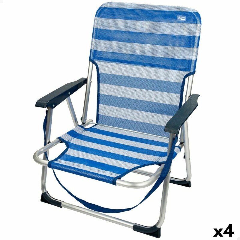 Chaise de Plage Aktive Pliable Bleu 44 x 72 x 35 cm (4 Unités)