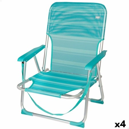 Chaise de Plage Aktive Turquoise 44 x 72 x 35 cm Aluminium Pliable (4 Unités)