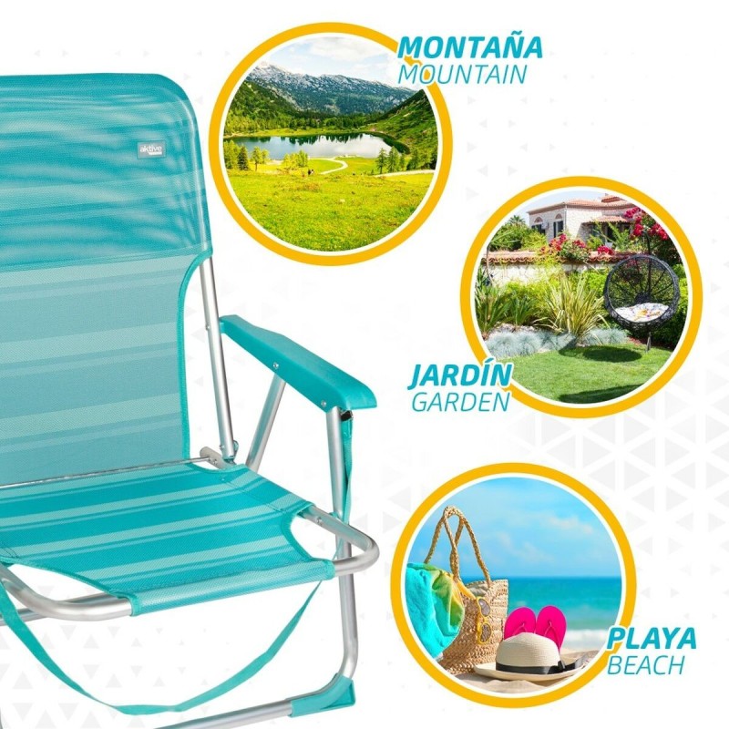 Chaise de Plage Aktive Turquoise 44 x 72 x 35 cm Aluminium Pliable (4 Unités)