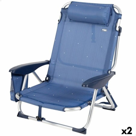 Chaise de Plage Aktive Pliable Blue marine 51 x 76 x 45 cm (2 Unités)