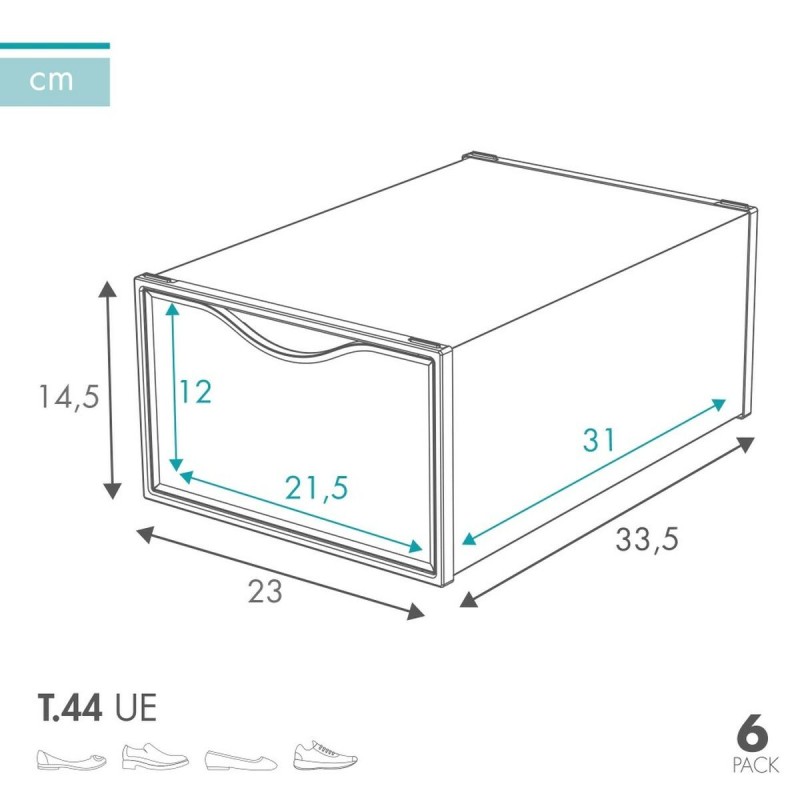 Boîte à chaussures empilable Max Home Blanc 6 Unités polypropylène ABS 23 x 14,5 x 33,5 cm