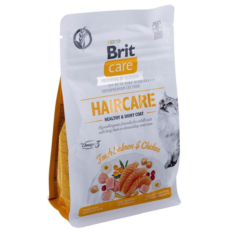 Aliments pour chat Brit Care Grain Free Haircare Healthy & Shiny Coat Adulte Poulet Saumon 400 g