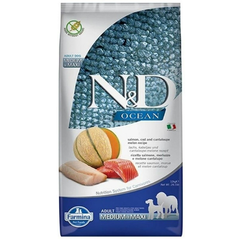 Nourriture Farmina N&D Adulte Melon Saumon Poisson Morue 12 kg