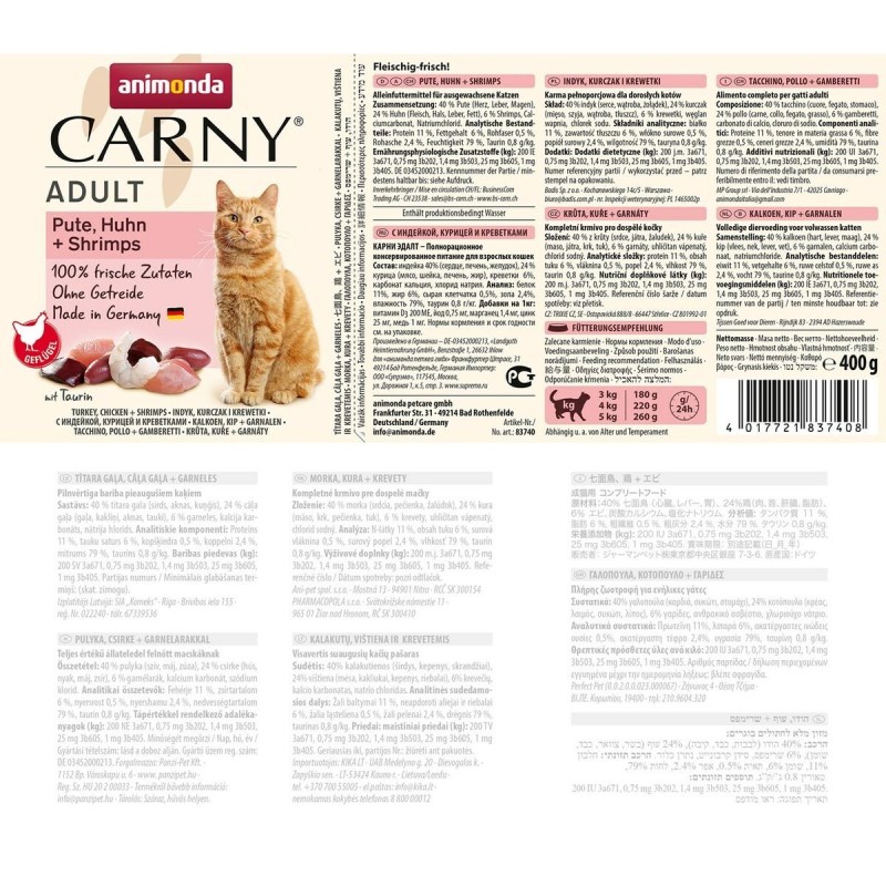 Aliments pour chat Animonda Carny Poulet Dinde 400 g