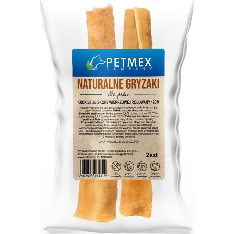 Snack pour chiens Petmex Rolled Pork Skin Croquet Cochon 150 g