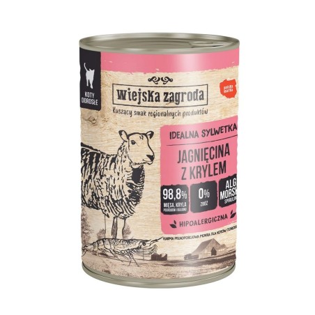 Aliments pour chat WIEJSKA ZAGRODA Lamb with krill 400 g