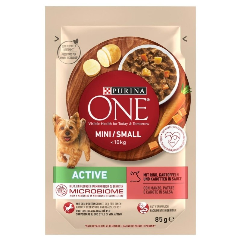 Alimentation humide Purina Mini/Small Active Beef Viande de bœuf 85 g