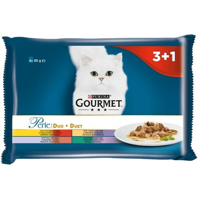 Aliments pour chat Purina   Poulet Veau Agneau Canard Sanglier Lapin 4 x 85 g