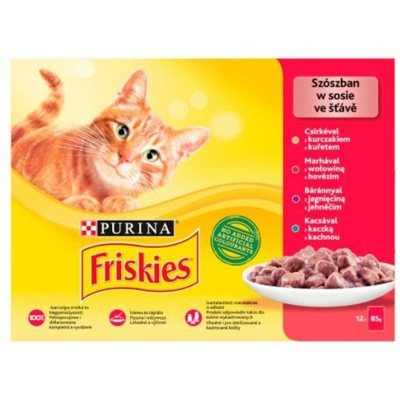 Aliments pour chat Purina Friskies Mix Poulet Veau Agneau Canard 12 x 85 g