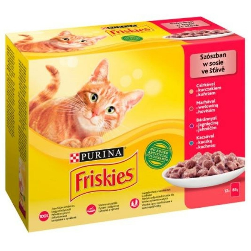 Aliments pour chat Purina Friskies Mix Poulet Veau Agneau Canard 12 x 85 g