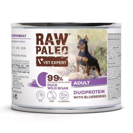 Alimentation humide VETEXPERT RAW PALEO Duoprotein Duck & Boar Adult 200 g