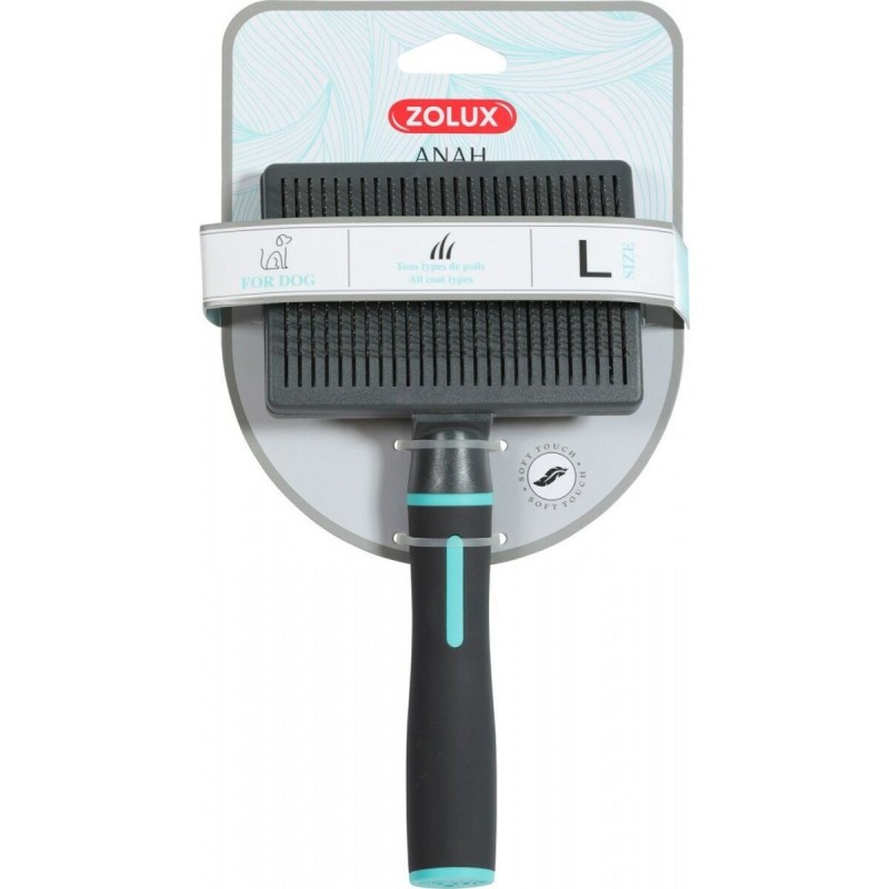 Brosse pour Chiens Zolux Anah Moyen Extensible Multicouleur Turquoise Noir/Bleu