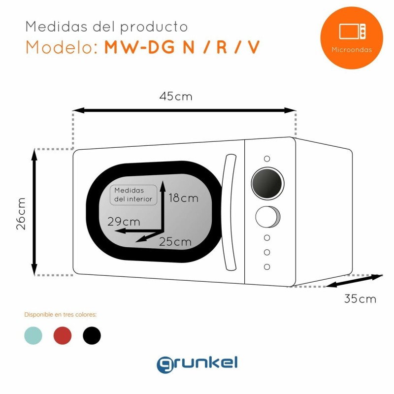 Micro-ondes Grunkel MW-DGR Rouge 700 W 20 L