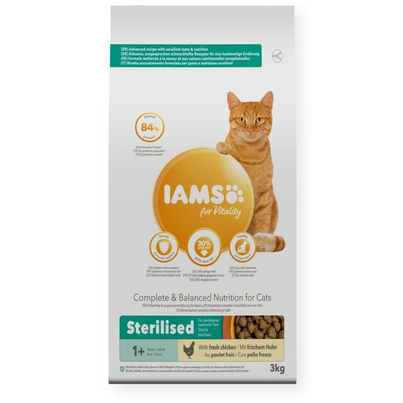 Aliments pour chat Eukanuba Vitality Adult Sterilised Poulet 3 Kg