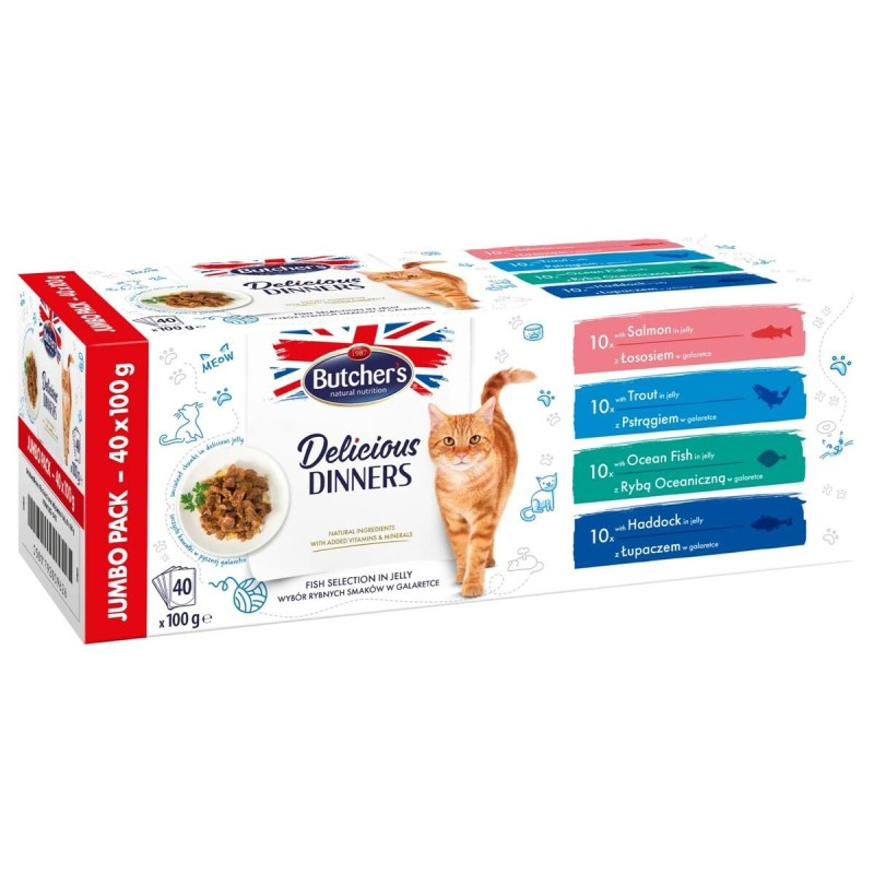 Aliments pour chat Butcher's Delicious Dinners Poisson 40 x 100 g