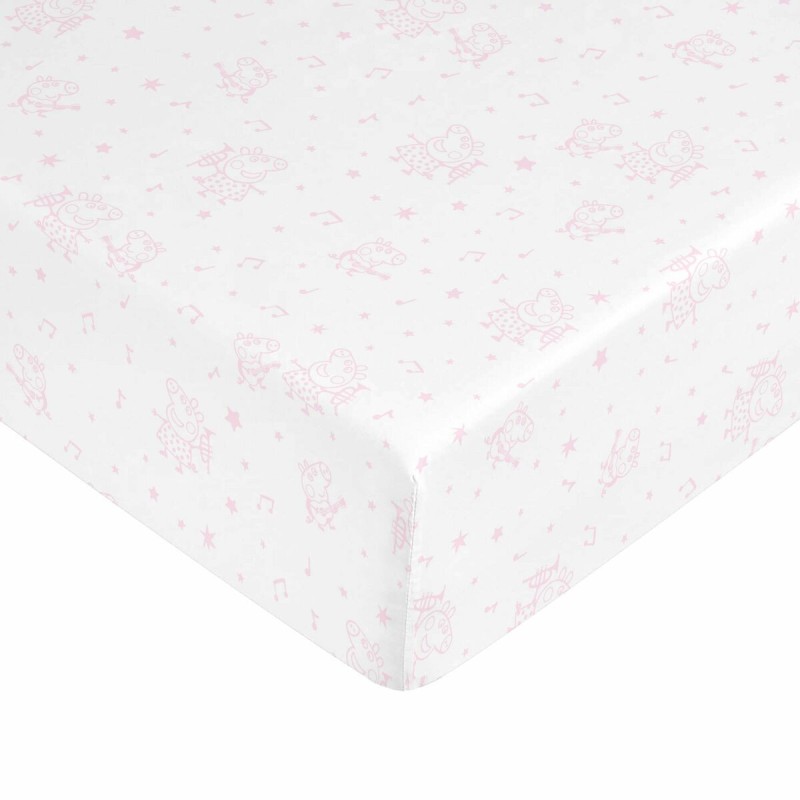 Drap housse Peppa Pig Blanc Rose