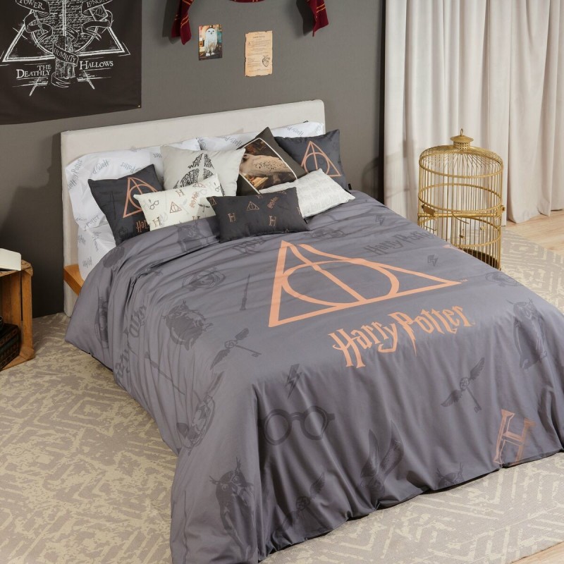 Housse de Couette Harry Potter Deathly Hallows Multicouleur 175 Fils 240 x 220 cm Gran lit 2 persones