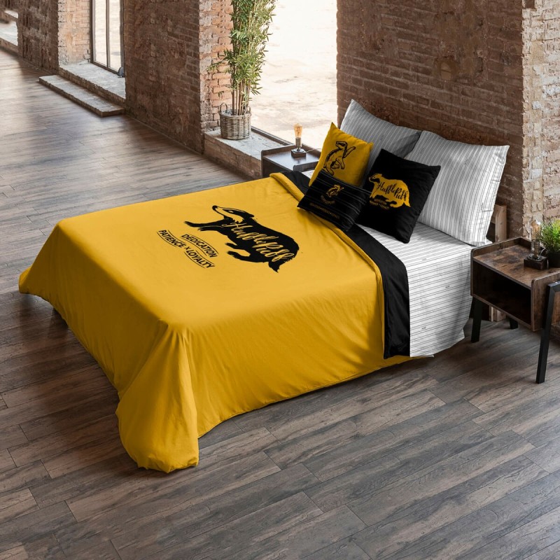 Housse de Couette Harry Potter Hufflepuff Values Jaune Multicouleur 175 Fils 220 x 220 cm Lit 2 persones