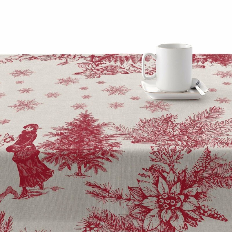 Nappe enduite antitache Belum Christmas Toile Rouge Lin 200 x 150 cm