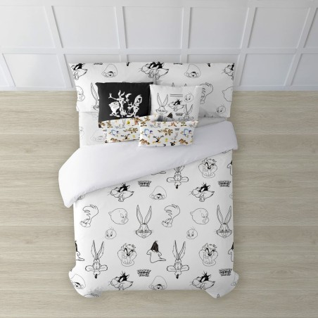 Housse de Couette Looney Tunes Looney B&W Blanc black 175 Fils 200 x 200 cm