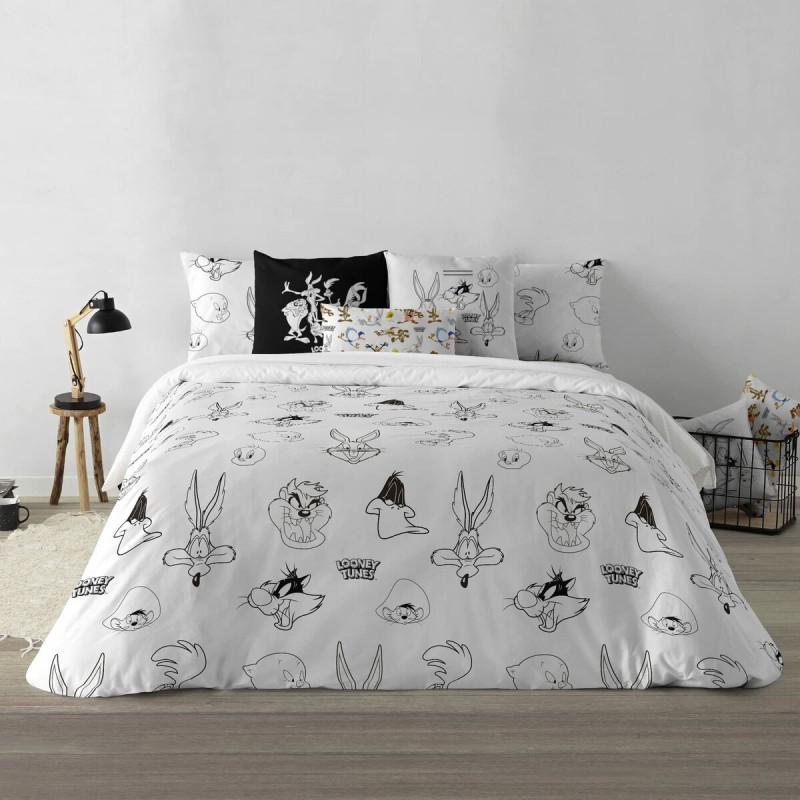 Housse de Couette Looney Tunes Looney B&W Blanc black 175 Fils 200 x 200 cm