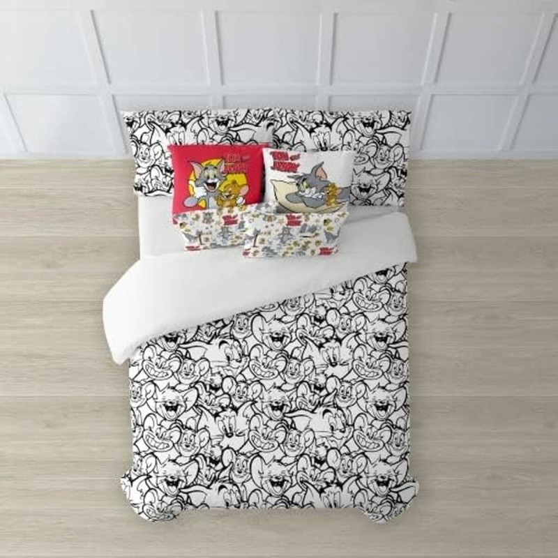 Housse de Couette Tom & Jerry B&W Blanc black 175 Fils 180 x 220 cm