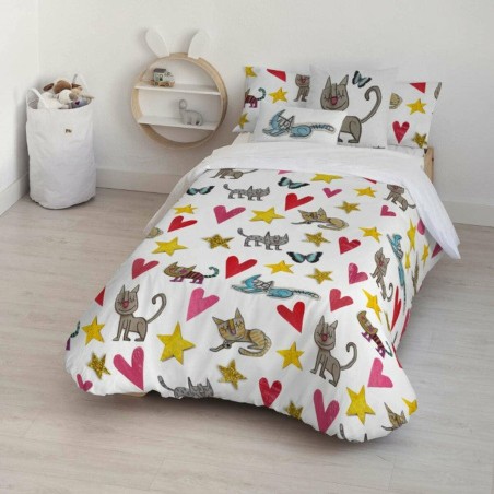 Housse de Couette Decolores Gatets Multicouleur 175 Fils 140 x 200 cm