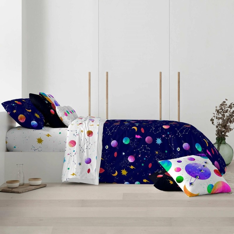 Housse de Couette Decolores Cosmos Multicouleur 175 Fils 140 x 200 cm Goulot de bouteille