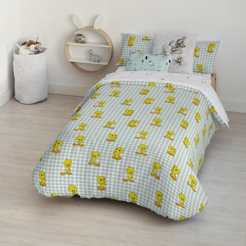 Housse de Couette Piolín Tweety Vichy Multicouleur 175 Fils 200 x 200 cm