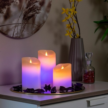 Bougies LED Multicolores Effet Flamme avec Télécommande Lendles InnovaGoods 3 Unités