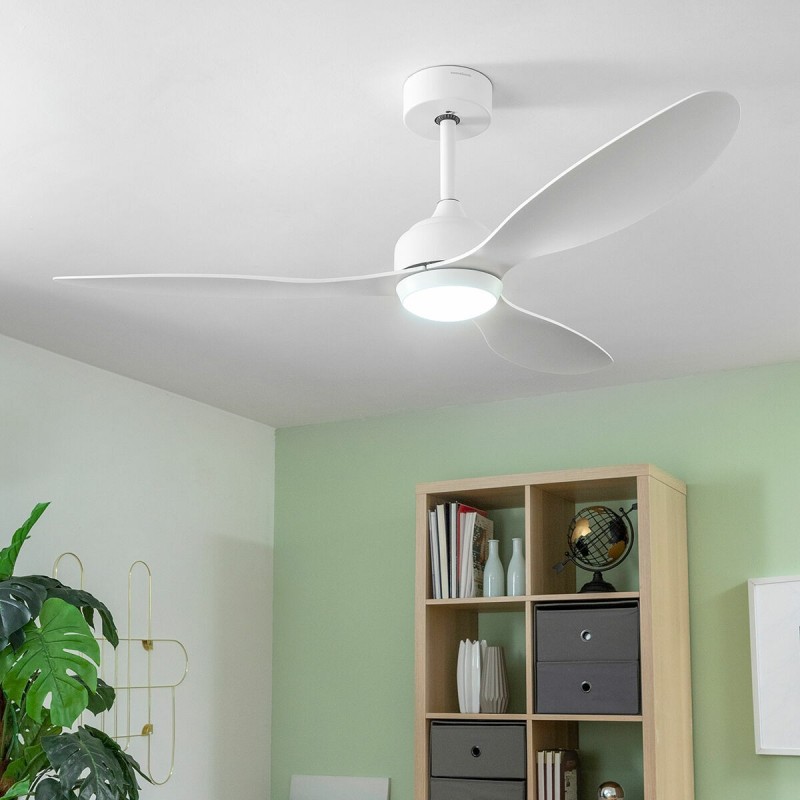 Ventilateur de Plafond avec Lumière LED et 3 Pales ABS Flaled InnovaGoods Blanc 36 W 52" Ø132 cm