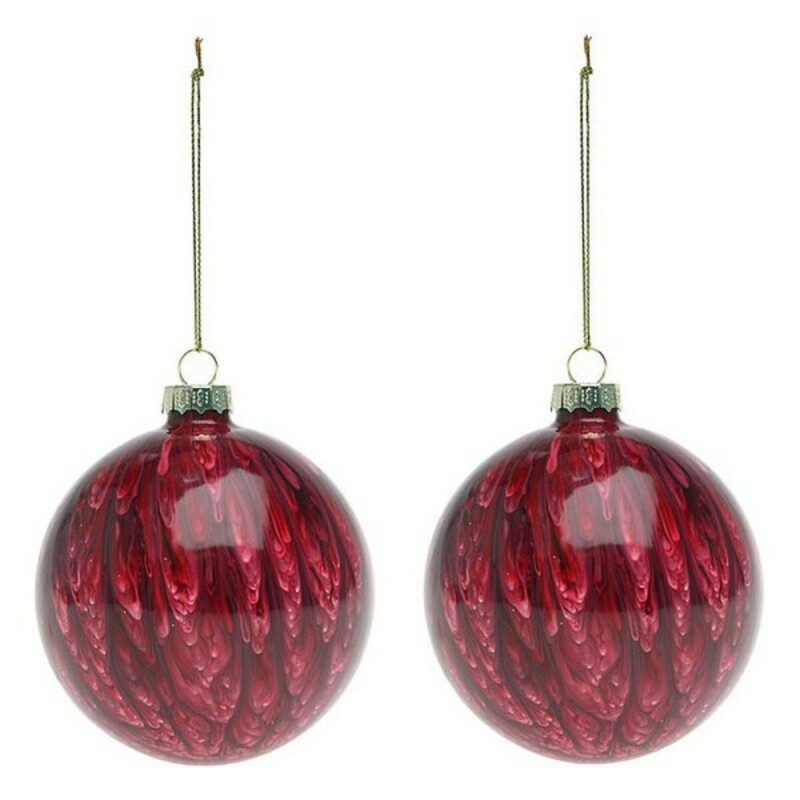 Boules de Noël (2 pcs) 113572 Marron Rouge 8 cm (2 Unités)