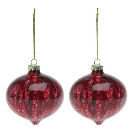 Boules de Noël (2 pcs) 112490 Marron Rouge 8 cm (2 Unités)