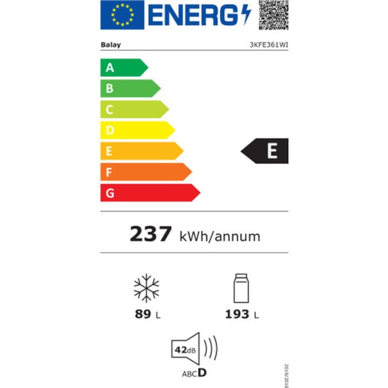 Réfrigérateur Combiné Balay 3KFE361WI Blanc (176 x 60 cm)