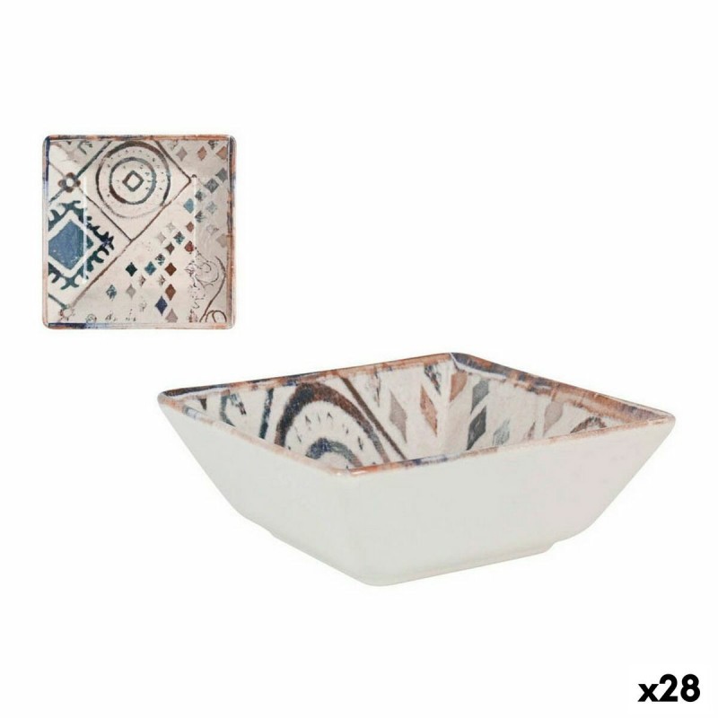 Bol La Mediterránea Grecia Porcelaine Bleu Marron 13 x 13 x 5 cm (28 Unités)