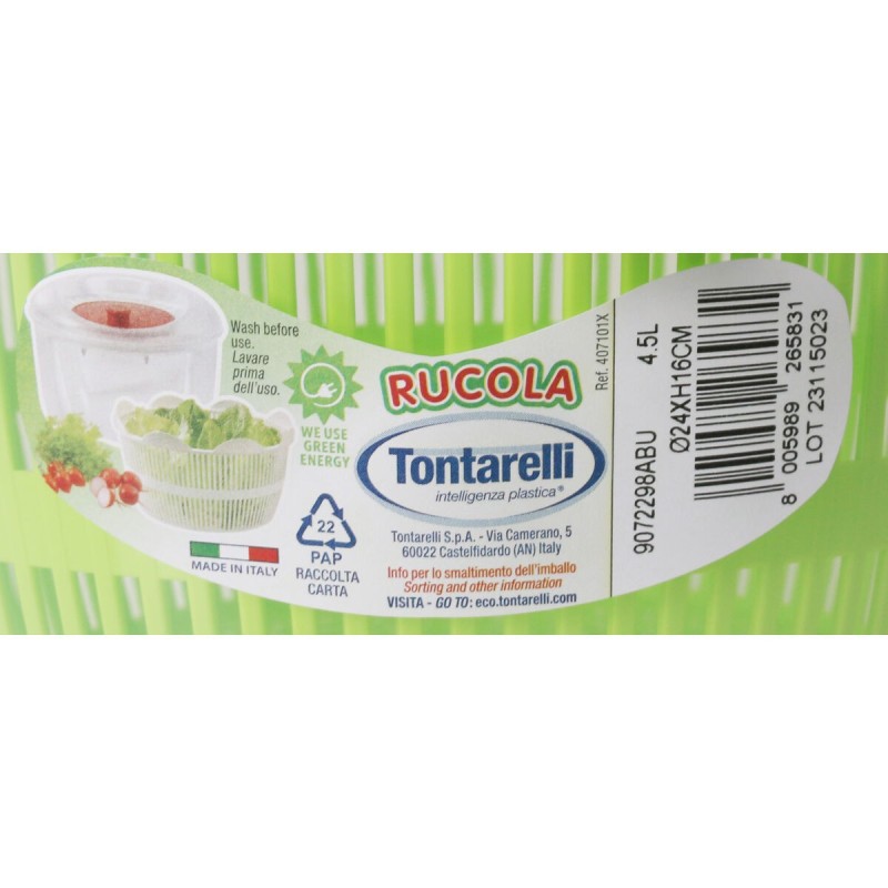 Centrifugeuse à salade Tontarelli Rucola 4,5 L (6 Unités)