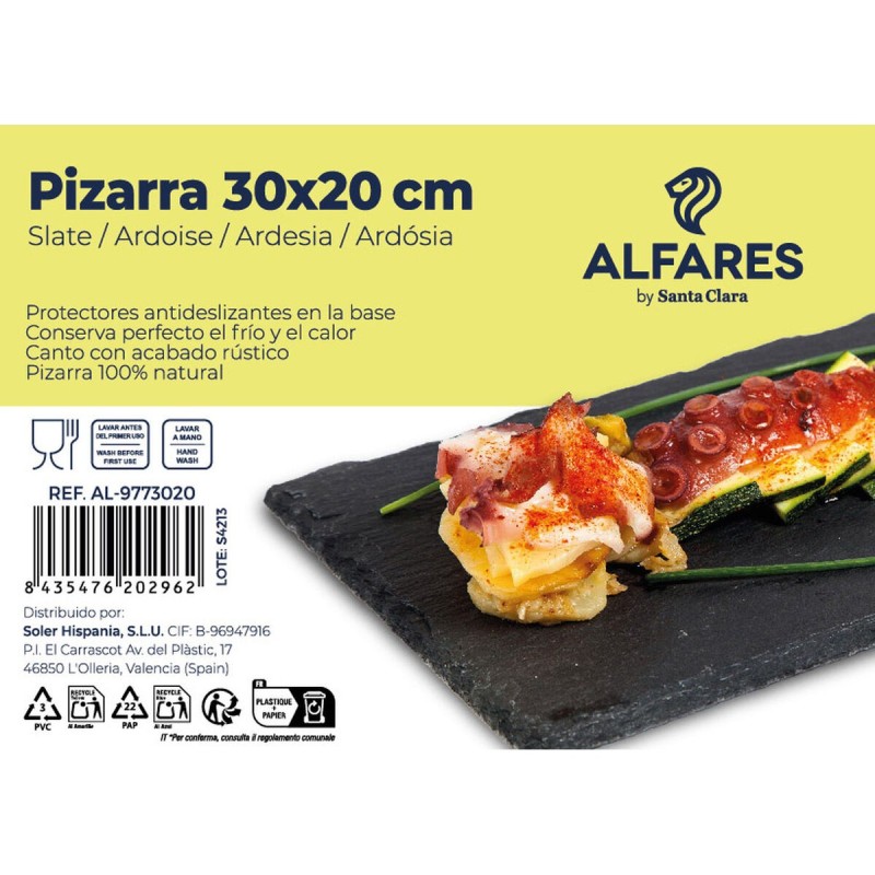 Plateau Santa Clara Alfares Ardoise 30 x 20 cm 6 mm (12 Unités)