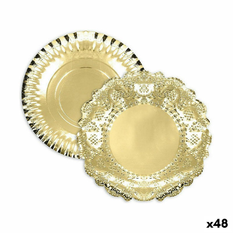 Plateau apéritif Algon Doré Ronde 35 x 35 x 2 cm (48 Unités)