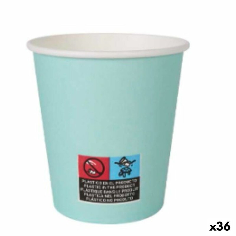 Set de Verres Algon Carton Produits à usage unique Aigue marine 36 Unités 200 ml (24 Pièces)