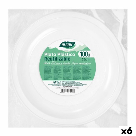 Lot d'assiettes réutilisables Algon Rond Blanc Plastique 22 x 22 x 1