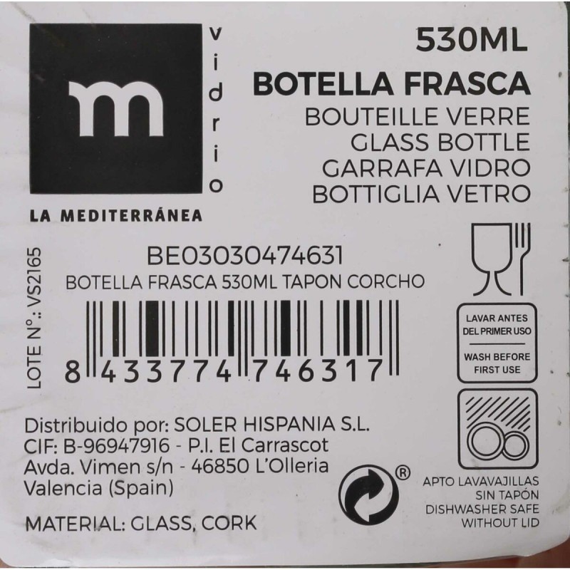 Bouteille en Verre La Mediterránea 530 ml (16 Unités)