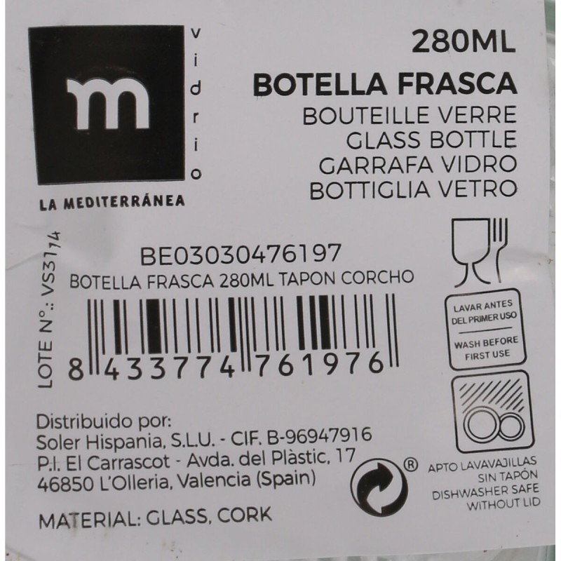 Bouteille en Verre La Mediterránea 280 ml (36 Unités)